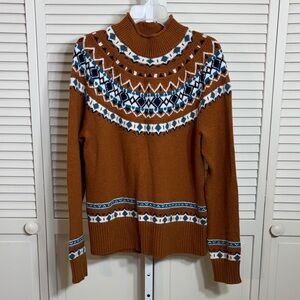 J. Crew Brown Women's Rollneck Sweater in Fair Isle Large